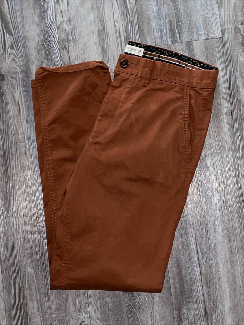 Denim & Flower Men's Rust Brown Chinos